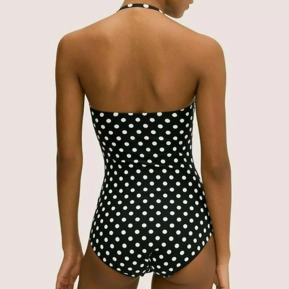 Kate Spade New York Womens Black Strapless Polka Dot Print Swimsuit - Picture 2 of 4